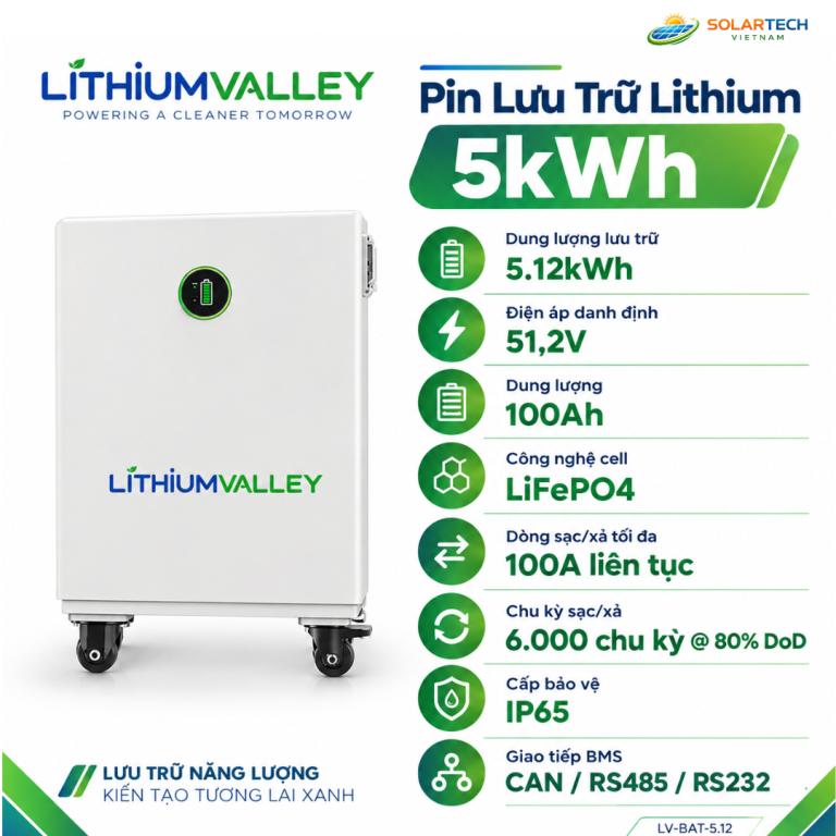 Pin Lưu Trữ Lithium 10kWh