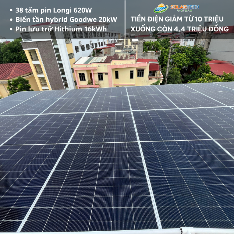 Dự án Điện Mặt Trời Hybrid 24kWp Lưu Trữ Hithium 32kWh