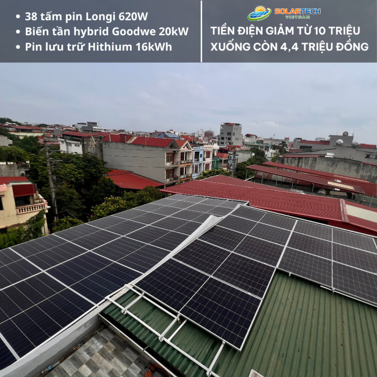 Dự án Điện Mặt Trời Hybrid 24kWp Lưu Trữ Hithium 32kWh