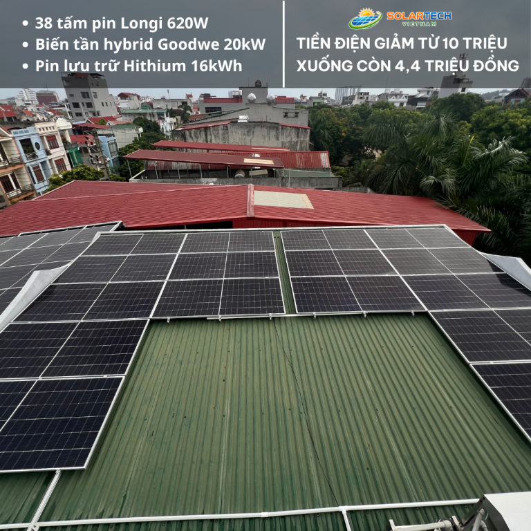 Dự án Điện Mặt Trời Hybrid 24kWp Lưu Trữ Hithium 32kWh